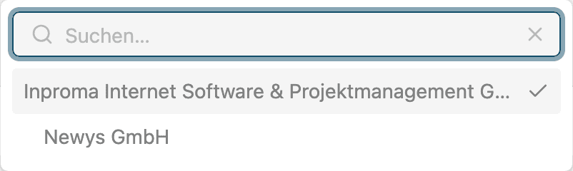 Mandantenauswahl der PROMANAGE Datenschutz-Software mit zwei Mandanten